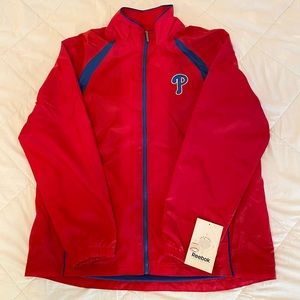 Philadelphia Phillies Wind Breaker Jacket Red & Blue Mens Size Large NWT
